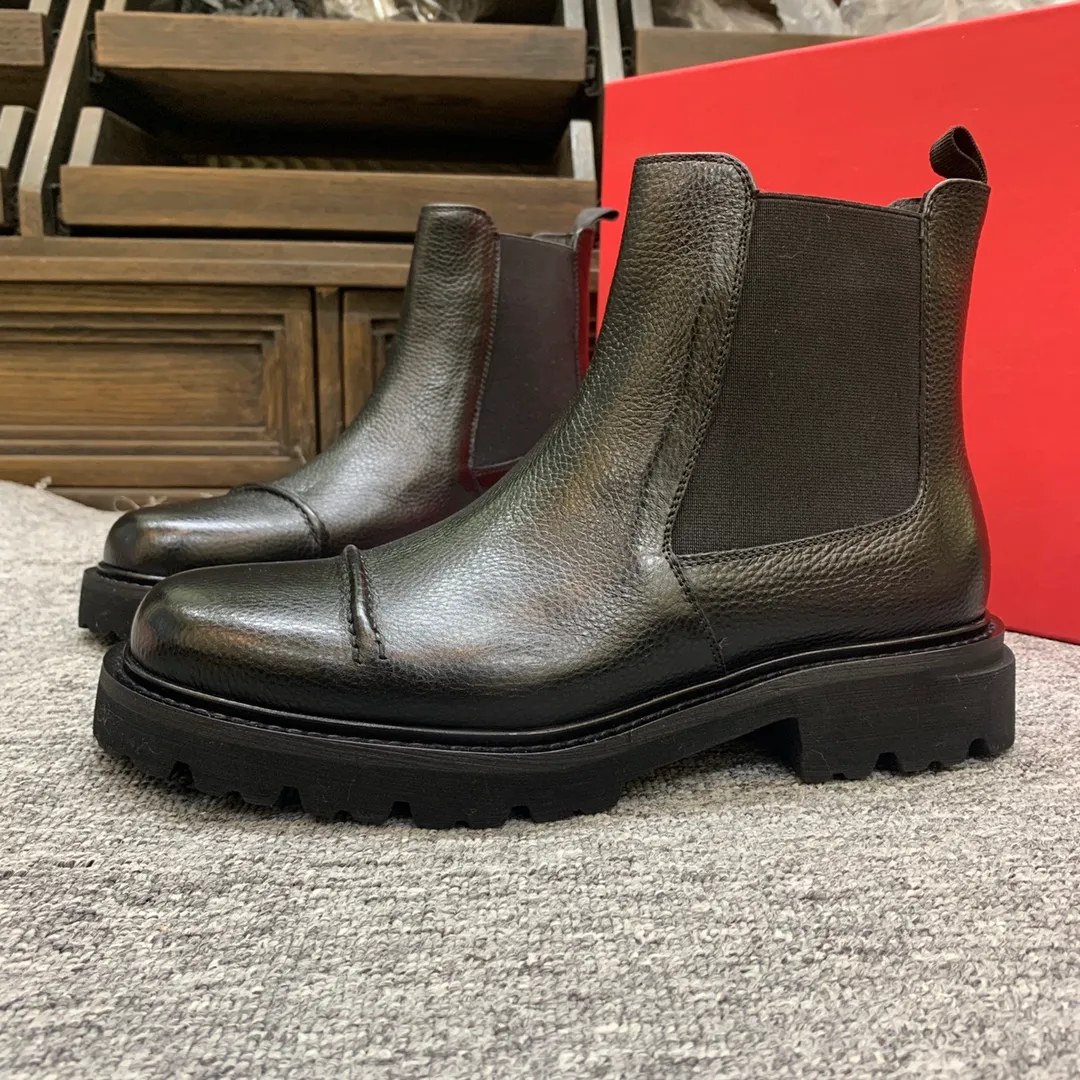 Men's shoes 💰960 🎁🎁🎁😈[Ferragamo] Men's high-top boots, the latest hot style, 1:1 original purchase quality, top quality, imported cowhide for the uppers, imported cowhide for the lining and feet, with original lightweight foam outsole, matching code 39-44, (38, 45 custom-made, non-refundable)
